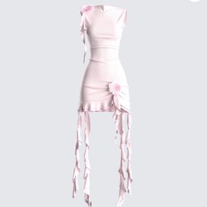 Pink Ruffle Rosette Dress